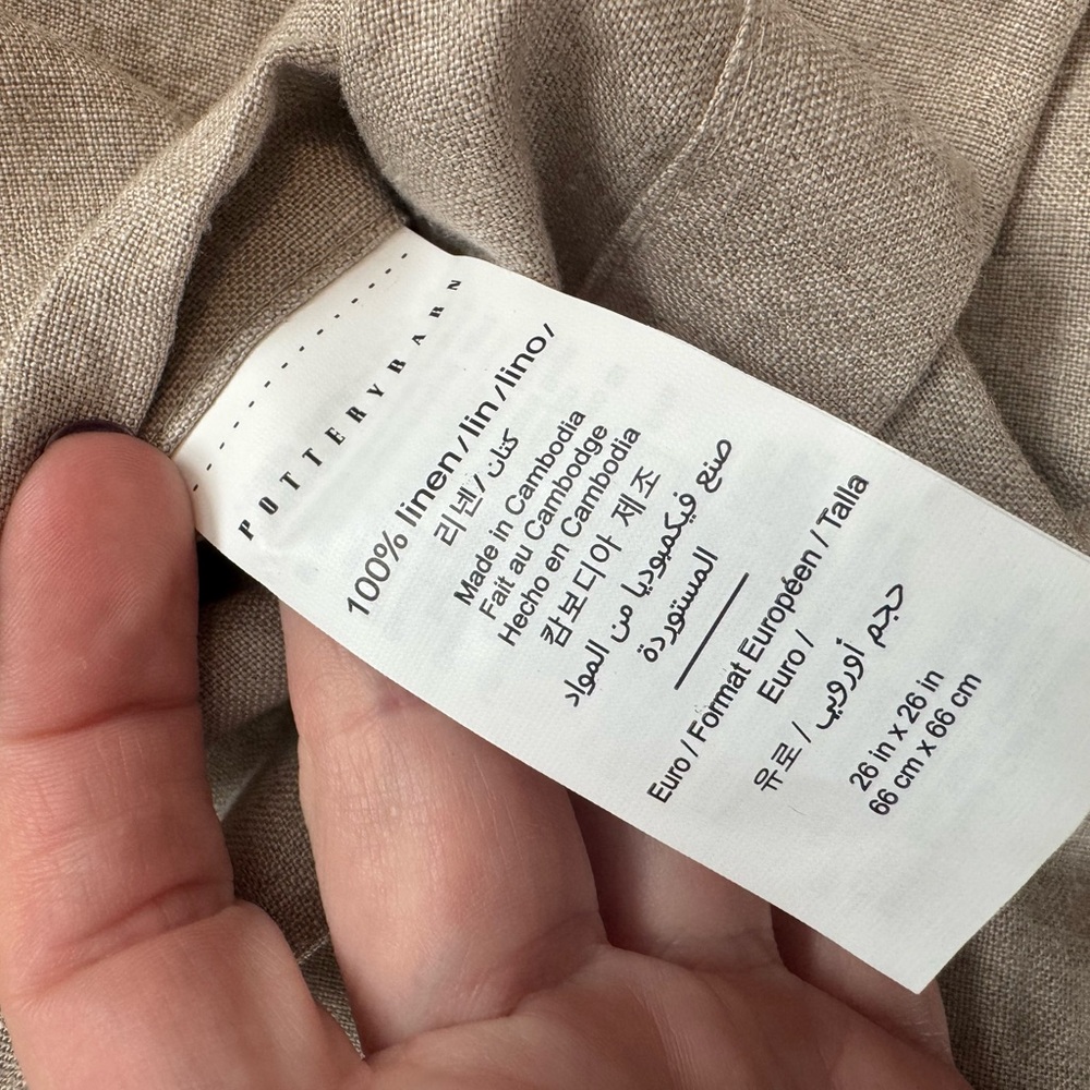 Pottery Barn Natural Linen Fabric Shams 26x26